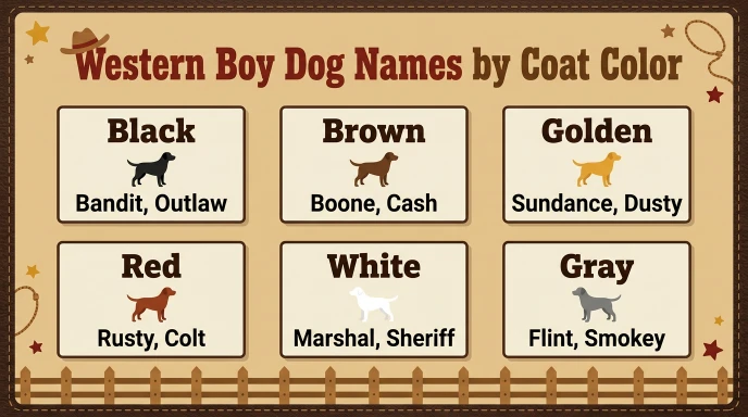 Western Boy Dog Names by Coat Color